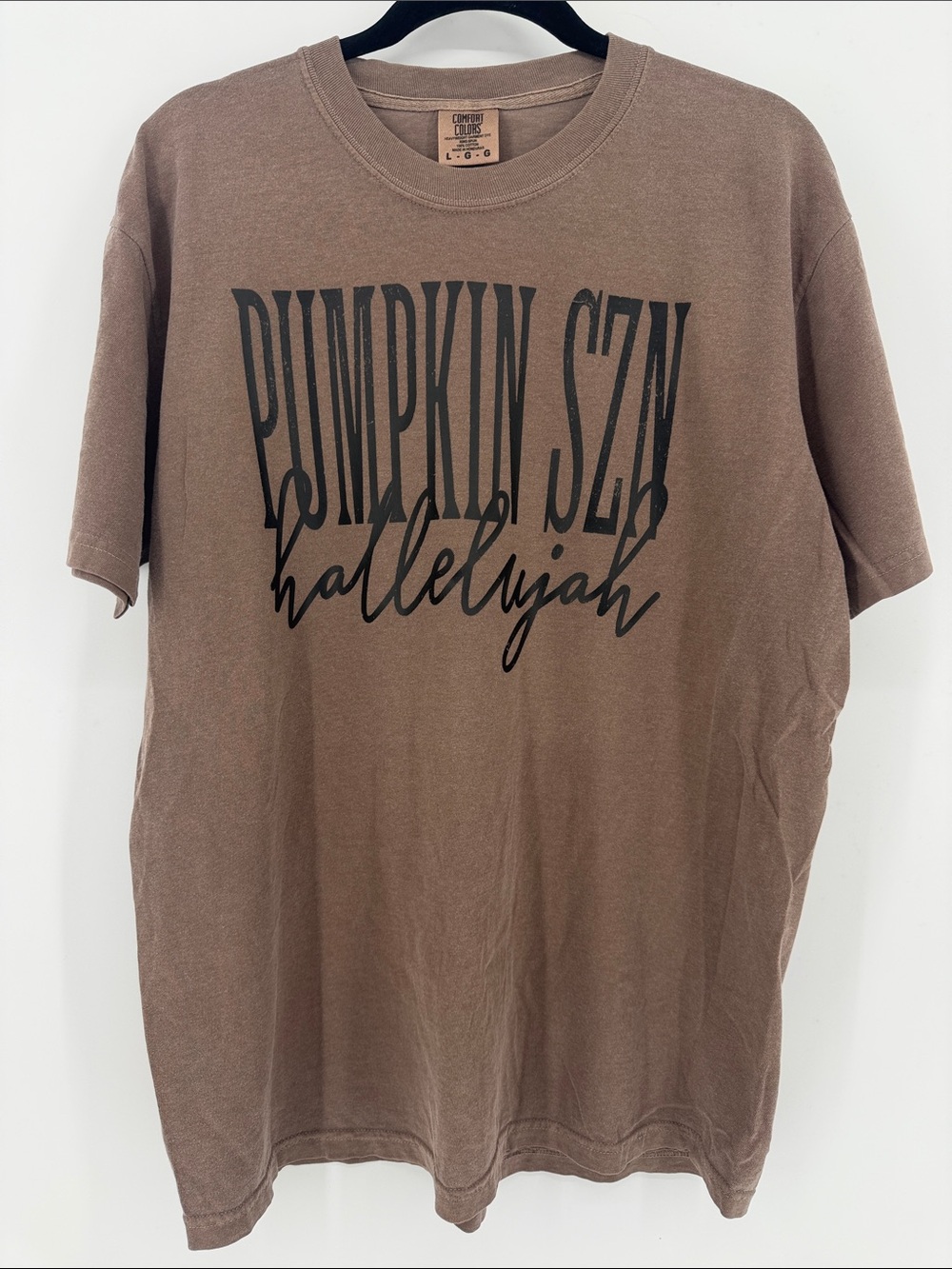 Comfort Colors Pumpkin Szn Hallelujah Graphic Tee Brown L Fall Christian Shirt